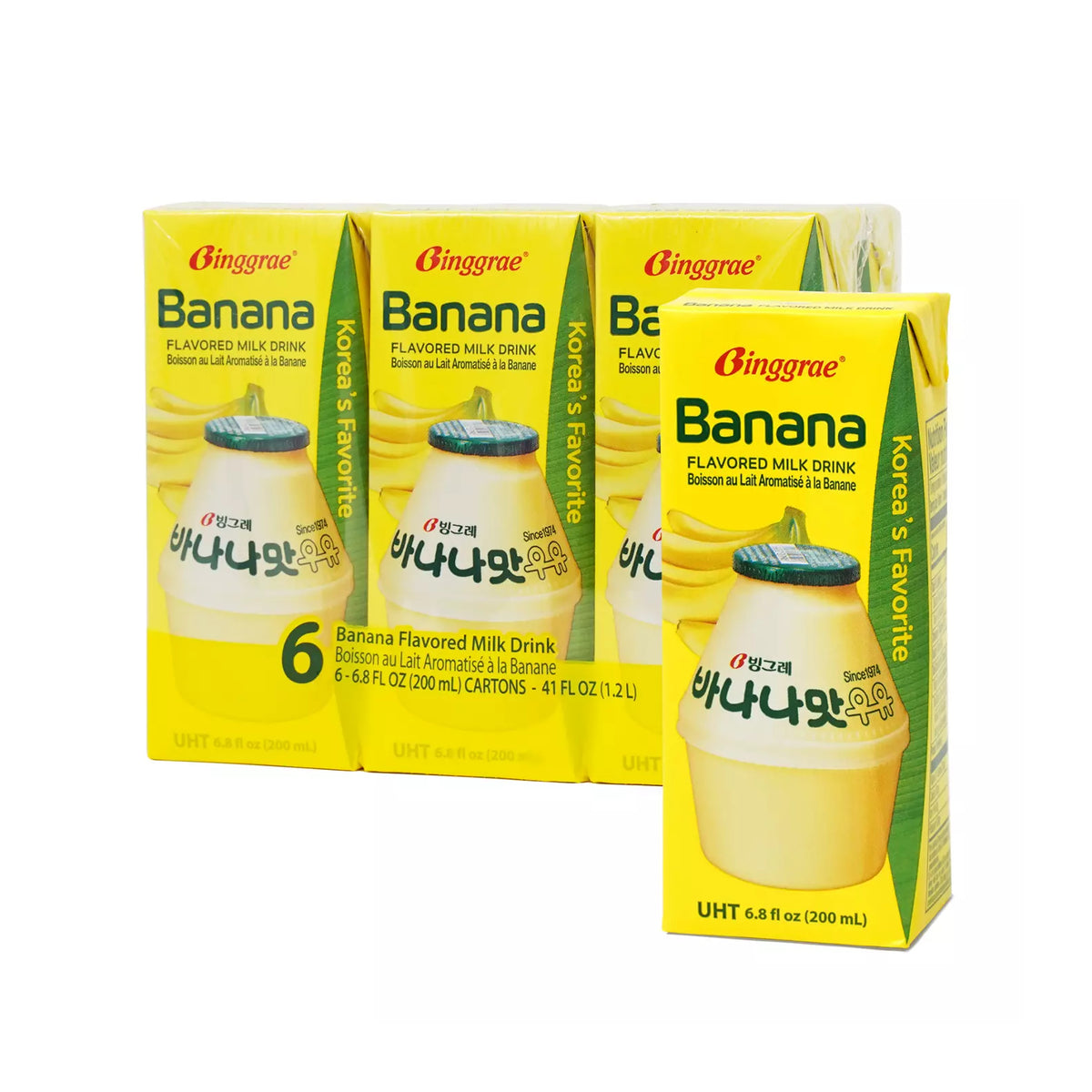 Binggrae - Banana Flavored Milk Drink 6.8 fl oz, 6 Pack