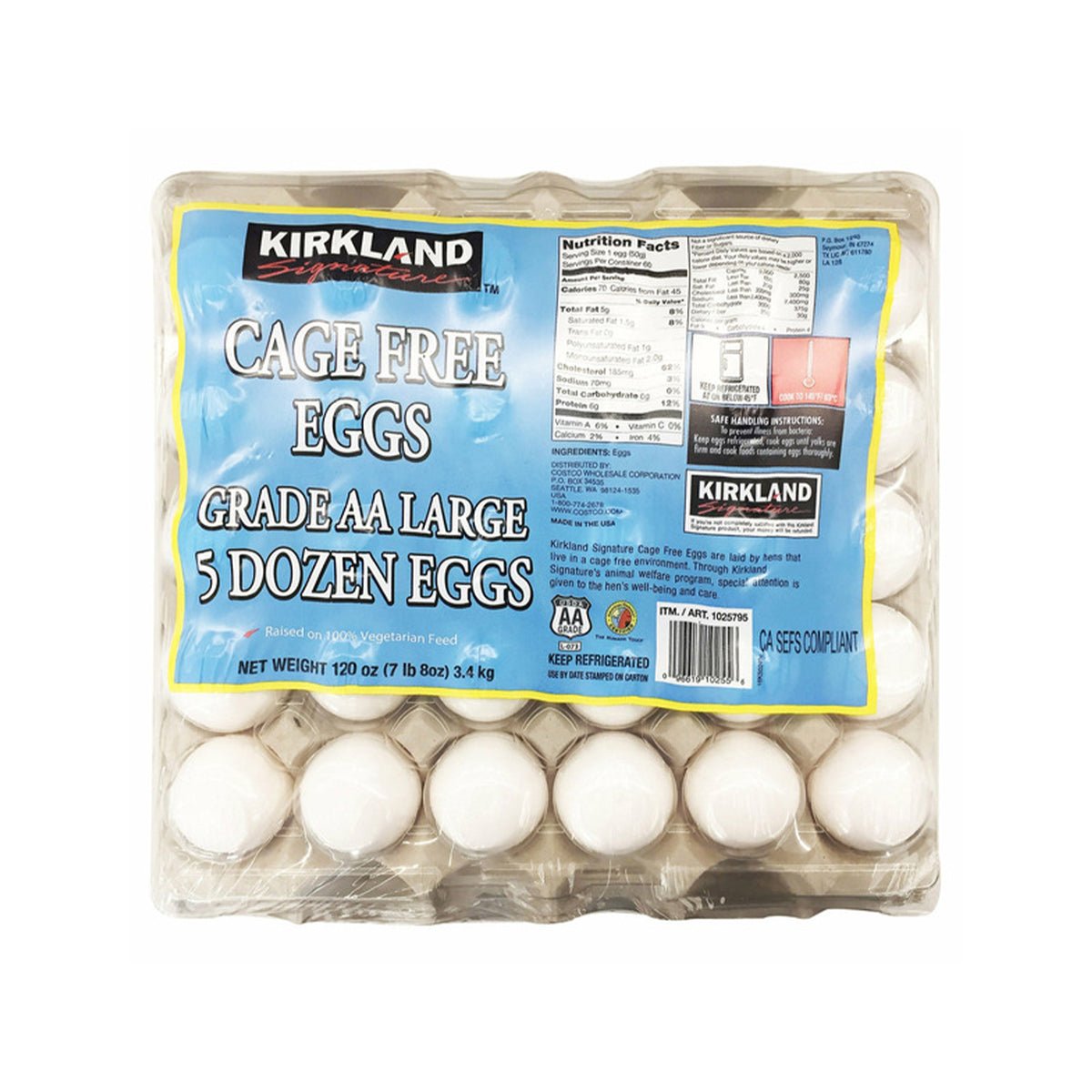 Kirkland Signature - Cage Free Eggs, Grade AA Large 5 Dozen