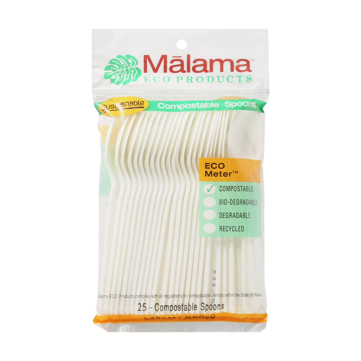 Malama Eco Products - Compostable Spoons, 25 Count (Case of 40)