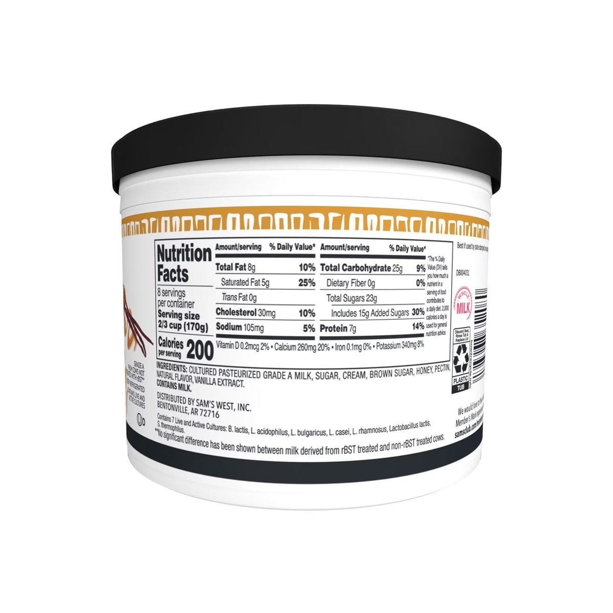 Member's Mark - Greek Yogurt, Whole Milk Honey Vanilla 48 oz