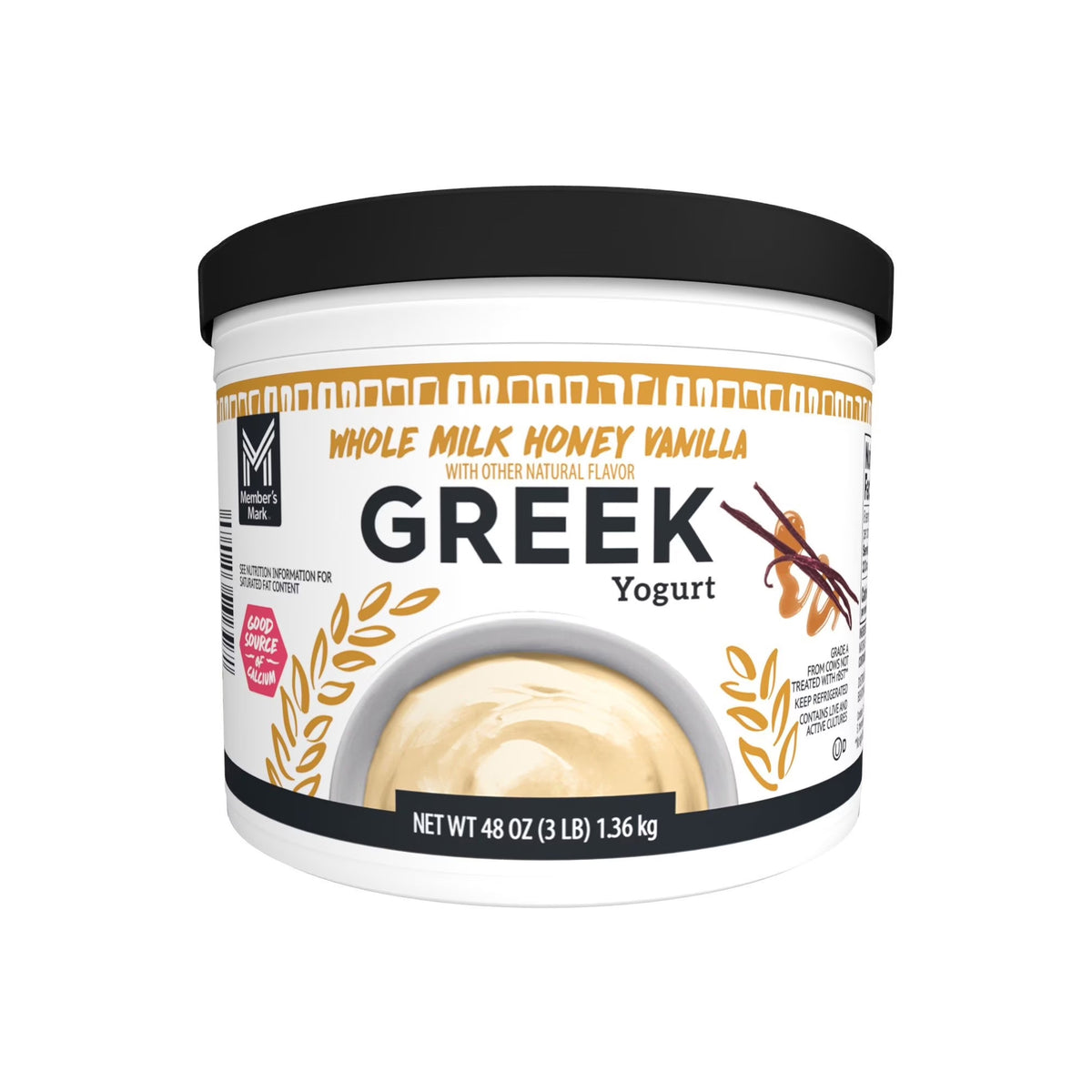 Member's Mark - Greek Yogurt, Whole Milk Honey Vanilla 48 oz