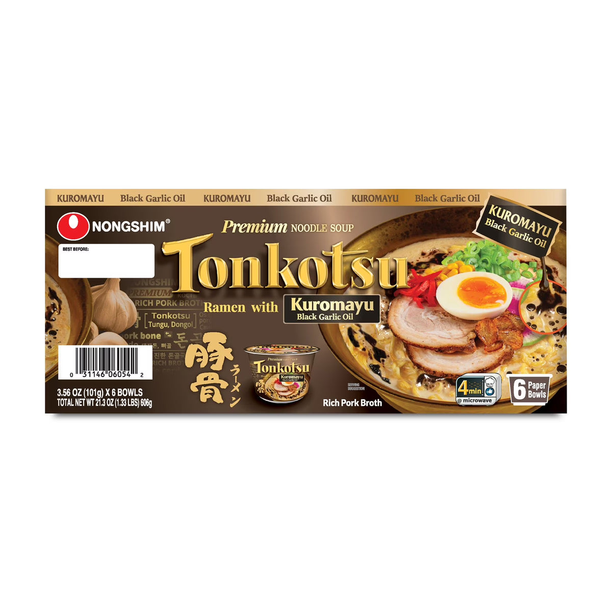 Nongshim - Tonkotsu Premium Ramen Bowl 3.56 oz, Case of 6
