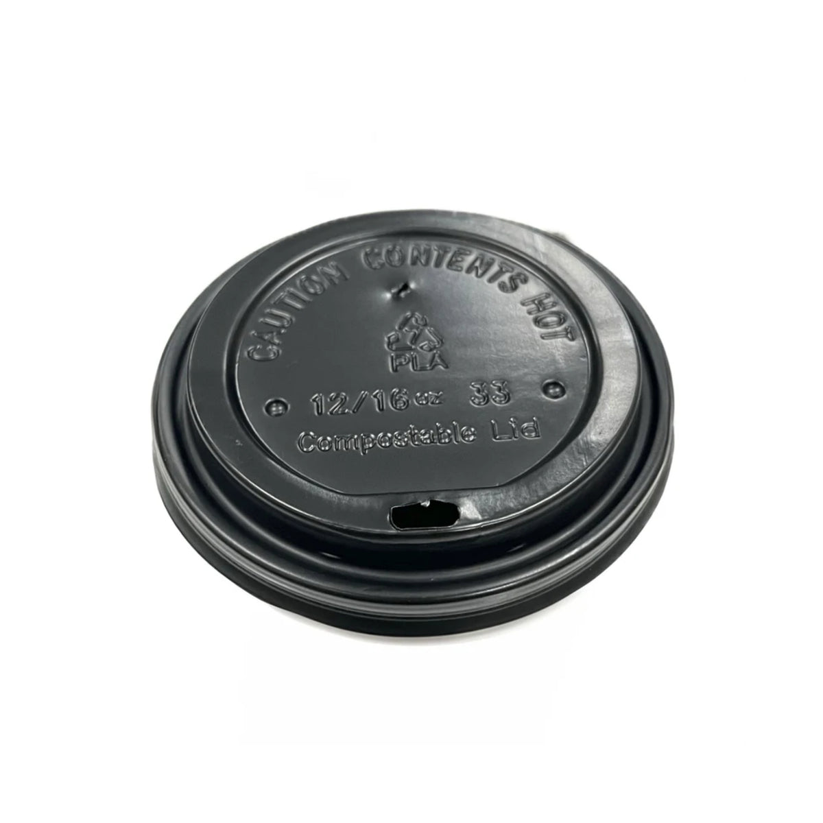 Abide - Black PLA Hot Cups Lid, 12-20 oz (Case of 500)