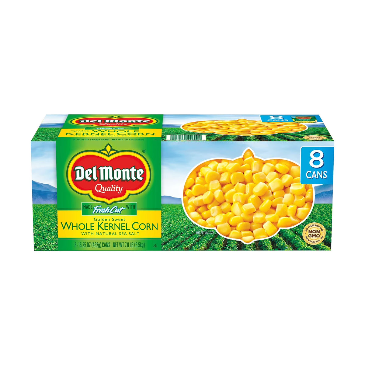 Del Monte - Golden Sweet Whole Kernel Corn 15.25 oz, 8 Pack