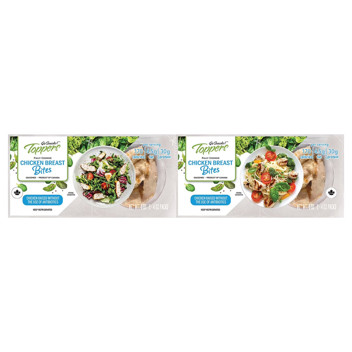 Go Snacks Toppers - Fully Cooked Chicken Breast Bites, 4 Pack