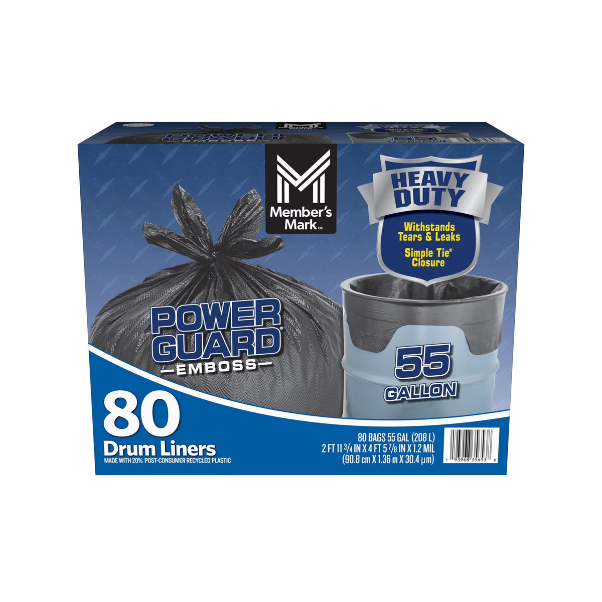 Member's Mark - Heavy Duty 55-Gallon Drum Liner Trash Bags, 80 Count