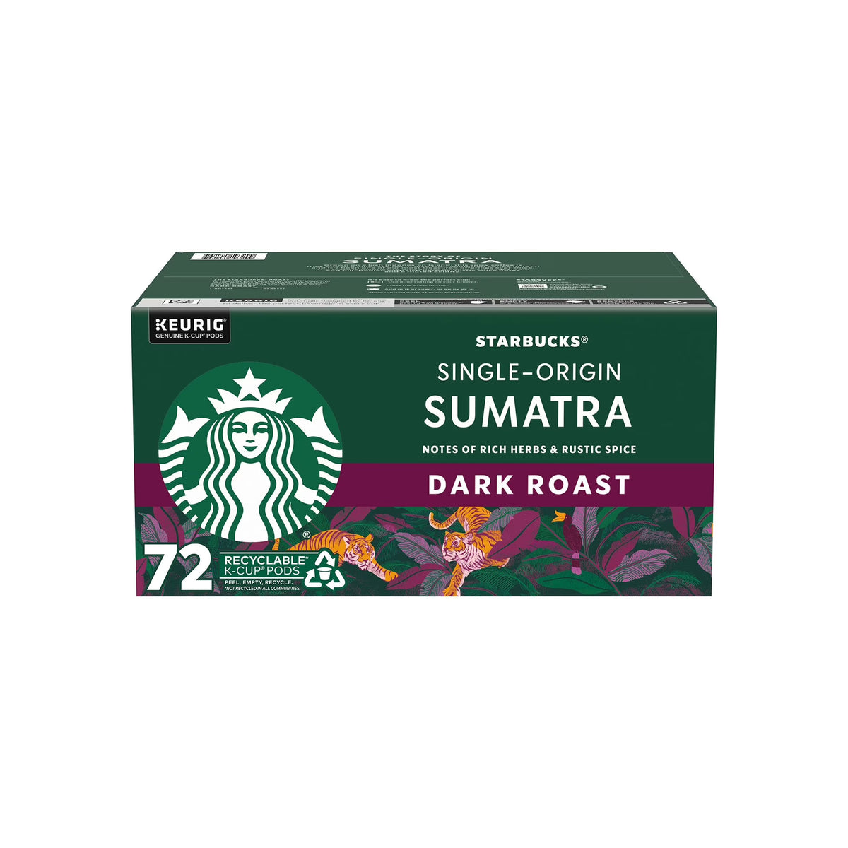 Starbucks - Sumatra Dark Roast K-Cup Pods, 72 Count